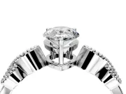 Leaf Engagement Ring Setting for Pear-Shaped Center with Milgrain Accent Band and Prong Head in Platinum