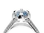 Solitaire Engagement Ring Setting for Fancy Blue Marquise Center with Accented Split Shank and Prong Head in White Gold