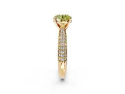 Solitaire Engagement Ring Setting for Fancy Yellow Round Cut Center with Multi-Row Accents and Prong Head in Yellow Gold