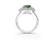 Halo Engagement Ring Setting for Fancy Green Heart-Shaped Center with Two-Strand Split Shank and Prong Head in Platinum