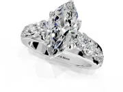 Solitaire Engagement Ring Setting for Marquise Center with Graduated Shared Prongs and Prong Head in Sterling Silver
