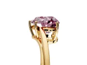 Solitaire Engagement Ring Setting for Fancy Pink Heart-Shaped Center with Plain Bypass Twist Band and Prong Head in Yellow Gold