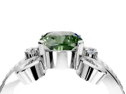 Solitaire Engagement Ring Setting for Fancy Green Cushion Cut Center with Twisted Band and Scroll Prong Head in Sterling Silver