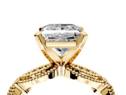 Solitaire Engagement Ring Setting for Princess Cut Center with Marquise Panel Band and Prong Head in Yellow Gold