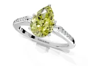 Solitaire Engagement Ring Setting for Fancy Yellow Pear-Shaped Center with Channel Accents and Prong Head in Platinum