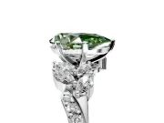 Solitaire Engagement Ring Setting for Fancy Green Pear-Shaped Center with Marquise Accent Twist Band and Prong Head in Sterling Silver