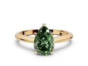 Solitaire Engagement Ring Setting for Fancy Green Pear-Shaped Center with Knife Ridge Band and Claw Prong Head in Yellow Gold