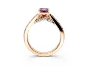 Solitaire Engagement Ring Setting for Fancy Pink Emerald Cut Center with Crossover Accents and Prong Head in Rose Gold