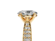 Solitaire Engagement Ring Setting for Oval Center with Multi-Row Accents and Prong Head in Yellow Gold