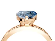 Milgrain Pave Engagement Ring Setting for Fancy Blue Heart-Shaped Center with Accent Band and Prong Head in Rose Gold