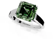 Solitaire Engagement Ring Setting for Fancy Green Asscher Cut Center with Tapered Split Shoulders and Prong Head in Sterling Silver