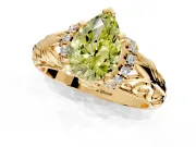 Solitaire Engagement Ring Setting for Fancy Yellow Pear-Shaped Center with Filigree Accent Basket and Prong Head in Yellow Gold