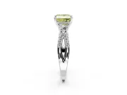 3 Stone Engagement Ring Setting for Fancy Yellow Princess Cut Center with Pave Split Shank and Prong Head in White Gold