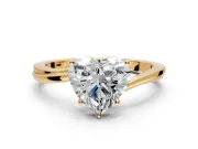 Solitaire Engagement Ring Setting for Heart-Shaped Center with Plain Bypass Twist Band and Prong Head in Yellow Gold