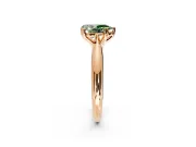 Solitaire Engagement Ring Setting for Fancy Green Pear-Shaped Center with Reverse Tapered Band and Prong Head in Rose Gold