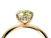 Hidden Halo Engagement Ring Setting for Fancy Yellow Oval Center with Thin Round-Wire Band and Prong Head in Yellow Gold