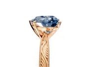 Solitaire Engagement Ring Setting for Fancy Blue Heart-Shaped Center with Engraved Milgrain Band and Prong Head in Rose Gold