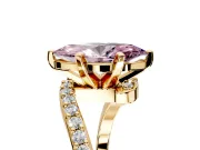 Solitaire Engagement Ring Setting for Fancy Pink Marquise Center with Pave Bypass Swirl Band and Prong Head in Yellow Gold
