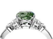 Solitaire Engagement Ring Setting for Fancy Green Cushion Cut Center with Marquise Flower Shoulders and Prong Head in White Gold