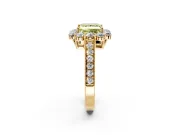 Halo Engagement Ring Setting for Fancy Yellow Princess Cut Center with Milgrain Channel Band and Prong Head in Yellow Gold