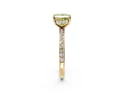 Solitaire Engagement Ring Setting for Fancy Yellow Princess Cut Center with Fine Pave Band and Prong Head in Yellow Gold