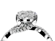 Solitaire Engagement Ring Setting for Cushion Cut Center with Narrow Twist Pave Band and Prong Head in Platinum