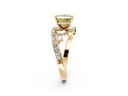 Solitaire Engagement Ring Setting for Fancy Yellow Princess Cut Center with Pave Bypass Twist Band and Prong Head in Yellow Gold