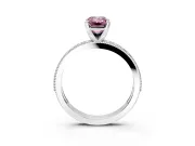 Milgrain Pave Engagement Ring Setting for Fancy Pink Emerald Cut Center with Accent Band and Prong Head in Sterling Silver