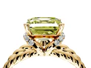 Halo Engagement Ring Setting for Fancy Yellow Asscher Cut Center with Rope Twist Split Shank and Prong Head in Yellow Gold