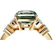 Floral Engagement Ring Setting for Fancy Green Asscher Cut Center with Marquise Cluster Shoulders and Prong Head in Yellow Gold