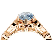 Solitaire Engagement Ring Setting for Fancy Blue Marquise Center with Marquise and Bezel Accents and Prong Head in Rose Gold