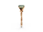 Solitaire Engagement Ring Setting for Fancy Green Asscher Cut Center with Twist Band and Bead Prong Head in Rose Gold