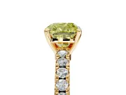 Solitaire Engagement Ring Setting for Fancy Yellow Cushion Cut Center with Single Row Accent Band and Prong Head in Yellow Gold