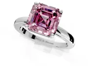 Solitaire Engagement Ring Setting for Fancy Pink Asscher Cut Center with Basket Rail and Prong Head in Sterling Silver