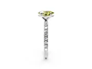 Solitaire Engagement Ring Setting for Fancy Yellow Oval Center with Micro Pave Band and Prong Head in Platinum