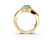 Halo Engagement Ring Setting for Fancy Green Asscher Cut Center with Wide Band, Inlaid Accent Row and Prong Head in Yellow Gold