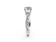 Solitaire Engagement Ring Setting for Round Cut Center with Half-Pave Crossover Band and Prong Head in Platinum