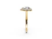 Halo Engagement Ring Setting for Heart-Shaped Center with Plain Tapered Band and Prong Head in Yellow Gold