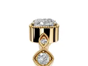 Vintage Station Engagement Ring Setting for Cushion Cut Center with Accents and Prong Head in Yellow Gold