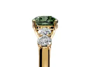 5 Stone Engagement Ring Setting for Fancy Green Cushion Cut Center with Equal Close-Set Accents and Prong Head in Yellow Gold