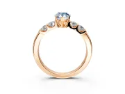 5 Stone Engagement Ring Setting for Fancy Blue Pear-Shaped Center with Plain Band and Prong Head in Rose Gold