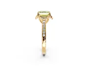 Floral Engagement Ring Setting for Fancy Yellow Asscher Cut Center with Four Accent Clusters and Prong Head in Yellow Gold