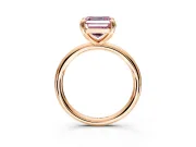 Low-Set Solitaire Engagement Ring Setting for Fancy Pink Asscher Cut Center with Thin Plain Band and Prong Head in Rose Gold