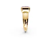 Solitaire Engagement Ring Setting for Fancy Pink Princess Cut Center with Wide Band and Bezel Head in Yellow Gold