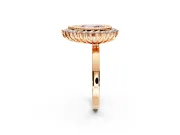 Halo Engagement Ring Setting for Fancy Pink Pear-Shaped Center with Milgrain Bezel Rim, Plain Band and Prong Head in Rose Gold