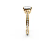 Solitaire Engagement Ring Setting for Princess Cut Center with Channel-Set Accent Band and Prong Head in Yellow Gold