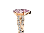 Solitaire Engagement Ring Setting for Fancy Pink Pear-Shaped Center with Twisted Pave Split Shank and Prong Head in Rose Gold