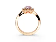 Starburst Halo Engagement Ring Setting for Fancy Pink Pear-Shaped Center with Flat Cathedral Band and Prong Head in Rose Gold
