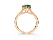 Solitaire Engagement Ring Setting for Fancy Green Heart-Shaped Center with Narrow Cathedral Band and Prong Head in Rose Gold