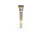 Channel-Set Engagement Ring Setting for Fancy Black Asscher Cut Center with Baguette Band and Prong Head in Yellow Gold